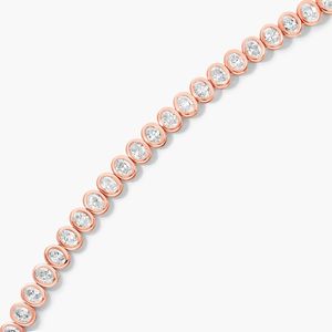 Women's Luxury Bezel Tennis Bracelet with Oval Cut Lab-Grown Diamonds in 14K <b>Rose</b> <b>Gold</b> - Product Image 4