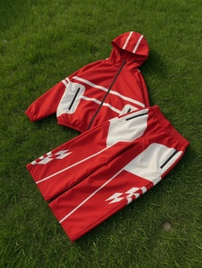 Ensemble de survêtement unisexe imperméable coupe-vent à capuche, personnalisé, 2 pièces, vêtements de sport d'hiver, veste et pantalon en nylon léger - Product Image 4