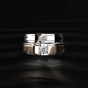 Bague de fiançailles pour homme en diamant rond de 0,5 ct certifié IGI, bicolore, provenant d'un fournisseur indien, diamant cultivé en laboratoire. - Product Image 4