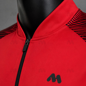 Veste de sport rouge pour homme, manches longues, col montant, fermeture éclair sur le devant, logo, respirante, en polyester, pour le printemps - Product Image 4