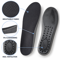 Semelles intérieures en PU noir respirantes avec support de voûte plantaire pour la marche, la course, les bottes de travail et l'usage quotidien – Vente en gros