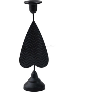 Premium Matte <b>White</b> Heart <b>Candlestick</b> • Luxury Chevron Textured Taper Holder - Product Image 4