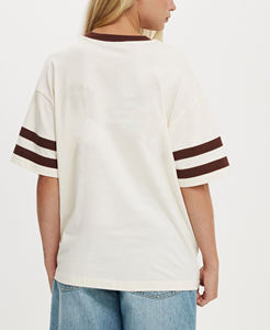 Top Trending Women's Cream <b>Flame</b> Logo T-<b>Shirt</b> Short Sleeve Crew Neck 100% Cotton Jersey Loose Fit Casual Spring Summer Style - Product Image 5