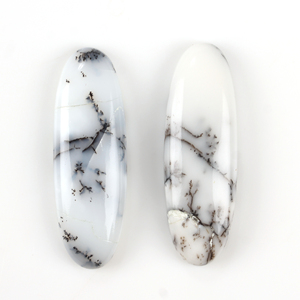 Ópalo dendrítico natural de alta calidad de 10x30 mm, cabujón calibrado de base plana ovalada larga, piedras preciosas sueltas pulidas para la fabricación de joyería. - Product Image 1