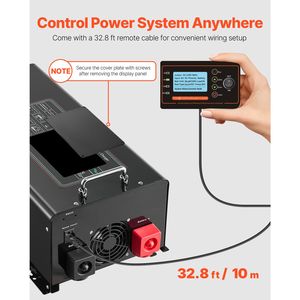 Inverter a Onda Sinusoidale Pura 6000 Watt con Caricabatterie, Display LCD, Telecomando, DC 48V AC 120V, Potenza 12KW 6KW, per Inverter Solare F - Product Image 5