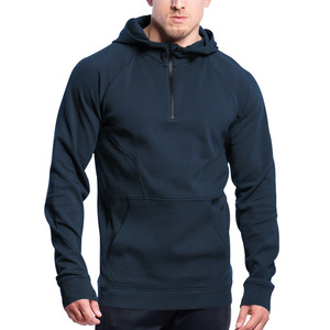 Sudadera con capucha y media cremallera para hombre, de manga larga, informal, para otoño e invierno, venta al por mayor de fábrica - Product Image 4