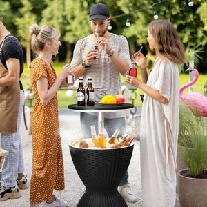 Outdoor Adjustable Height Cooler <b>Table</b> 8 Gallon <b>Beer</b> Wine Cooler All Weather Resistant Patio Bar Outdoor Cool Furniture - Product Image 6