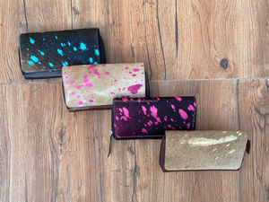 Gran oferta de carteras metálicas con solapa de cuero genuino para mujer, billetera con tarjeta de crédito de piel de vaca occidental, bolso de mano de lujo para teléfono - Product Image 3