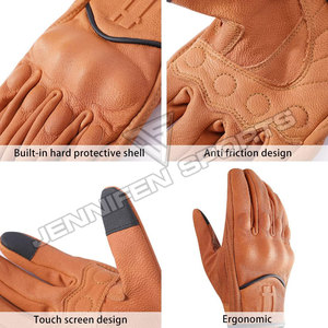 Guantes de Motocicleta de Cuero de Alta Calidad, Protección Completa para los Dedos con Protección para los Nudillos, Guantes para Carreras de Motos - Product Image 4