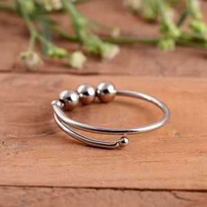 SHYAM JEWELRS Luxury 925 Sterling Silver Anxiety <b>Spinner</b> <b>Ring</b> Adjustable Fidget with Movable Beads for Stress Relief - Product Image 3