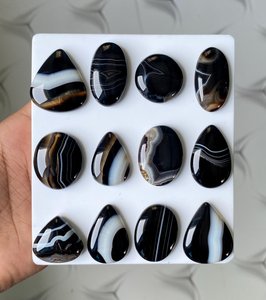 MAHNAJ GEMS Natural Black Banded Agate Gemstone Sulemani Hakik Stone Cabochon Loose Gemstones Wholesale For jewelry making - Product Image 6