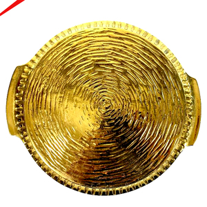 New Design <b>Round</b> Shape Stainless Steel High end Gold Finished Big Hammered Design Platter <b>For</b> Royal Event - Product Image 5