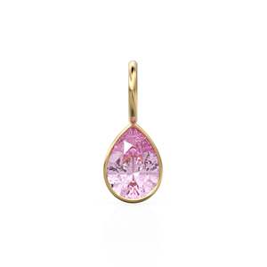 Colgante de Turmalina Rosa de 7mm en Oro Amarillo Sólido de 14k con Engaste para Joyería / Piedra de Nacimiento de Octubre / Gema Rosa / Corte Pera - Product Image 1