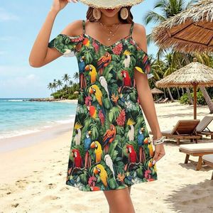Vestidos Mini Casuales de Verano para Mujer 2026, Vestido de Tirantes Finos con Estampado Tropical, Mezcla de Poliéster Suave y Transpirable, Cuello en V - Product Image 3