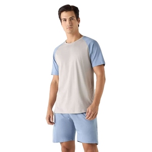 Men's Lime Green Cotton T-Shirt And Shorts <b>Set</b> Crew Neck Casual Summer Wear Breathable <b>Knitted</b> Solid Color Two Piece Outfit - Product Image 6