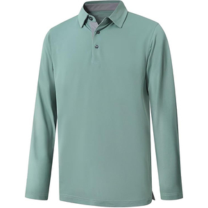 Polo en tricot à manches longues pour homme, couleur unie, style décontracté, bordeaux - Product Image 6