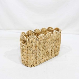 Hot Selling Natural Water Hyacinth <b>Straw</b> Rectangle Storage <b>Basket</b> Beige Color Rustic Organizer for Home Use - Product Image 2