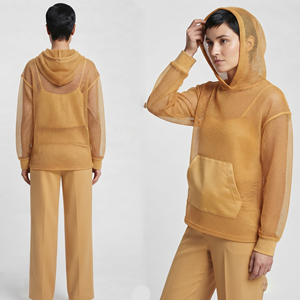 Sudadera con capucha de malla transparente con hombros caídos para mujer, ideal para verano y discoteca - Product Image 1
