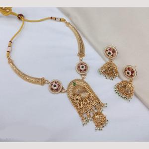Conjunto de Collar de Perlas y Piedras Pota Chapado en Oro de Diseño para Mujer, Joyería Tradicional de Moda-10575291GR - Product Image 1