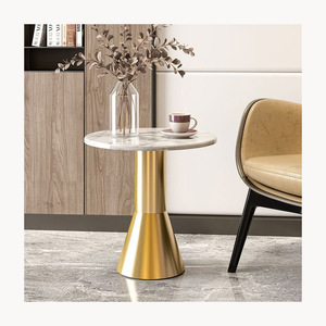 Elegant Marble Top Coffee Table With <b>Gold</b> Metal Base Customized Stylish New Arrival Modern Accent Table Furniture - Product Image 1