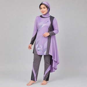 Ensemble Burkini Modeste 4 Pièces au Design Moderne pour la Plage - Structure Flexible, Mouvement Libre, Protection UPF50+, Extensible dans les Quatre Sens, Coupe Ajustée - Product Image 4