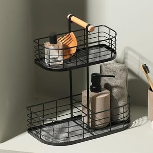 Estante de Almacenamiento Metálico de Dos Niveles con Asa para Organización de Especias de Cocina, Diseño Minimalista, Tipo Vertical, Forma Rectangular - Product Image 5