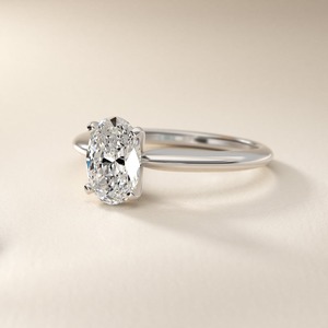 Bague de fiançailles solitaire ovale certifiée GIA, 2,53 carats, diamant de laboratoire E VS2, monture quatre griffes, en or massif 14 carats, cadeau de mariage - Product Image 2