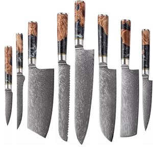 Premium Damascus Steel Chef Knife Collection With Leather Cover High Quality <b>Kitchen</b> Tools For Meat Vegetable And Fruit Cutting - Product Image 1