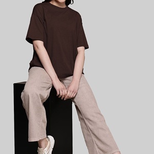 Camiseta de Verano de Algodón para Mujer, de Última Moda, Manga Corta, Corte Ajustado, Transpirable, Ecológica, Lisa, Informal - Product Image 1