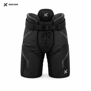 กางเกงฮอกกี้น้ำแข็ง X Sports City แบบมีแผ่นรอง รุ่นสีดำ ทำจากไนลอน เอวปรับได้ ระบายอากาศได้ดี คุณภาพสูง สำหรับผู้ใหญ่ ผู้ชาย รับผลิตตามแบบ OEM ODM - Product Image 1