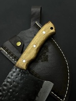 Couteau de boucher artisanal ambidextre vintage écologique en acier à haute teneur en carbone avec étui en cuir et manche en bois