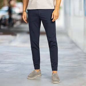 Men's Solid Navy Blue Elastic Waist Drawstring Sweatpants With Side Pockets Casual Midweight Polyester Pants Autumn Wear - Product Image 5