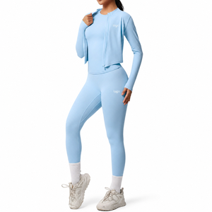 Ensemble de yoga pour femmes de haute qualité, comprenant un soutien-gorge sans couture, un débardeur et un legging taille moyenne, en Spandex/Nylon écologique, respirant et à séchage rapide - Product Image 1