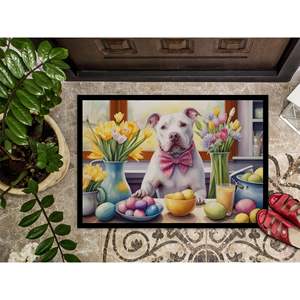 Nouveau extérieur et intérieur 18H X 27W antidérapant lavable Pile basse Pâques Pit Bull Terrier paillasson tapis d'entrée pour la décoration intérieure - Product Image 3