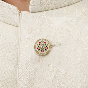 Botón de Latón Esmaltado Hecho a Mano con Borde de Cristal, Diseño Floral Meenakari, Marca Mayrabygungun, Origen Rajasthan, Unisex - Product Image 2