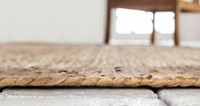 Tapis tissé à la main moderne en jute naturelle de couleur unie, écologique, à tissage épais et tressé pour salon et décoration intérieure