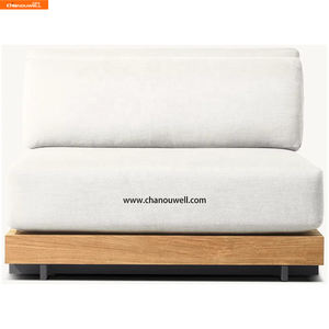 <span class=keywords><strong>Module</strong></span> de <span class=keywords><strong>canapé</strong></span> d'<span class=keywords><strong>extérieur</strong></span> en teck moderne et durable avec lattes parallèles, design imperméable et lavable pour utilisation en villa - Product Image 4