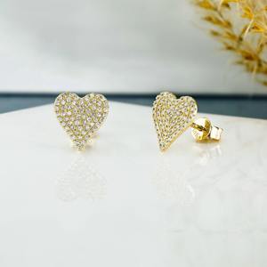 Pendientes de Diamantes Creados en Laboratorio con Forma de Corazón en Oro de 14K, Elegantes Pendientes de Diamantes con Forma de Amor para Mujer, Joyería Fina para Uso Diario - Product Image 2