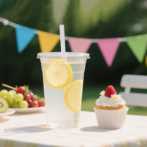 Vasos Desechables Biodegradables de Plástico con Tapas y Pajitas para Café Helado y Bebidas Frías, Libres de BPA, a Prueba de Fugas, para Llevar - Product Image 2