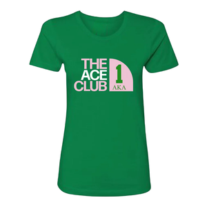 AKA เดอะเอซคลับ 1 เสื้อยืดสีเขียวพรีเมี่ยมคอตตอนคอกลมแขนสั้นนุ่มระบายอากาศได้ดีเสื้อยืดลำลองผู้หญิง - Product Image 1