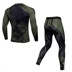 Conjunto Deportivo DROGEN EXPORT para Hombre, Verde Oliva y Negro, Manga Larga, Elástico en Cuatro Direcciones, Transpirable, Cintura Elástica Oculta - Product Image 2