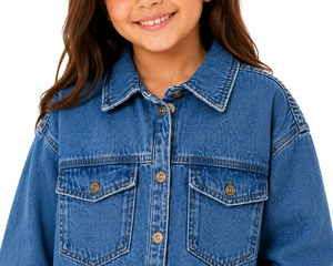 Girls Oversized Blue Denim Shirt Jacket Kids Casual Button Down Denim Top Stylish Girls Long Sleeve <b>Jean</b> Shirt <b>Soft</b> Washed Denim - Product Image 4