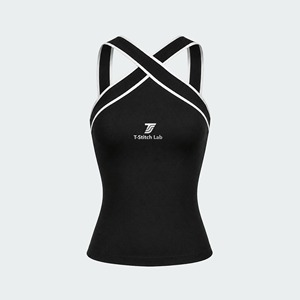 Custom New Women's Breathable Eco-Friendly 100% Cotton <b>Tank</b> <b>Top</b> Short Sleeveless Crew Neck <b>Racer</b> Vest Gym Crop Front Vintage - Product Image 2