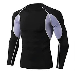 Ensemble de sport respirant et compressif pour homme, taille plus, 2 pièces, manches longues, collants de fitness, évacuation de l'humidité - Product Image 2
