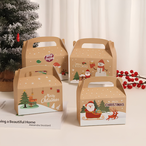 Custom <b>Christmas</b> Gable <b>Boxes</b> with Handle for Cookies Candy Bakery <b>Gift</b> Packaging - Product Image 5