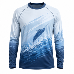 Camisa de Pesca de Manga Larga para Hombre, Estampado Digital, Patrón Sólido, UPF 50, Secado Rápido, Ligera, de Poliéster, para Actividades al Aire Libre - Product Image 1