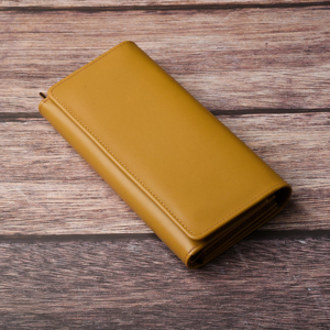 Cartera Larga de Cuero Genuino Unisex, Cierre de Cremallera Minimalista, Gran Capacidad, Uso Diario, Color Amarillo Mostaza - Product Image 6