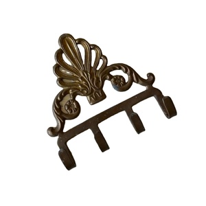 ชั้นแขวนพวงกุญแจทองเหลืองสำหรับแขวนผนังสีน้ำตาลพร้อมตะขอจัดระเบียบ4อันรางแขวนกุญแจสำหรับโฮมออฟฟิศ - Product Image 1