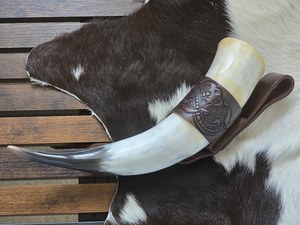 High Quality Handmade Organic Material Viking Horn <b>Beer</b> Drinking Reusable Nordic Marble Pattern Real Touch Gift Box Craft India - Product Image 4