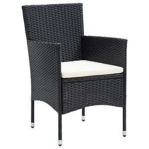 Set da Pranzo in Rattan PE Nero a 7 Pezzi, Arredamento da Giardino Leggero in Stile Contemporaneo per 6 Persone - Product Image 4